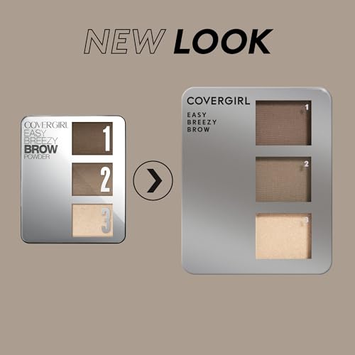 COVERGIRL - Easy Breezy Brow Powder Kit, three shades brow definer, professional double-ended angled brush, effortless, 100% Cruelty-Free