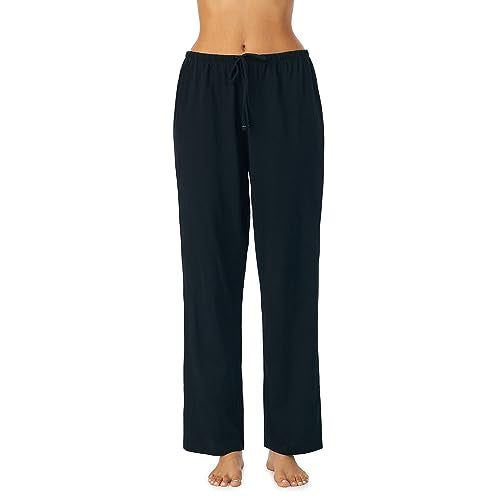 Nautica Womens Sleep Pants - Long Length, Breathable Pajama Bottoms - Cotton Knit Jersey Sleepwear and Loungewear - Black - Small