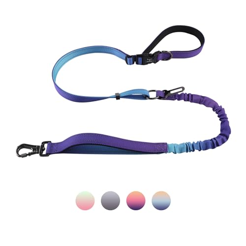 Roses&Poetry Dog Leashes for Large Dogs Heavy Duty,No Pull Bungee Dog Running Waist Leash for Walking Training with Car Seatbelt 4-6FT