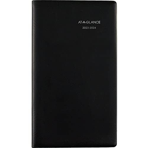 AT-A-GLANCE 2023-2024 Academic Pocket Calendar, Weekly Planner, 3-1/2" x 6", Flexible Cover, DayMinder, Black (AY4800)