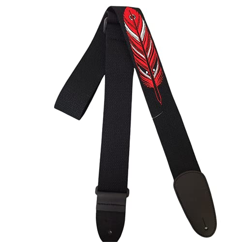Henry Heller Guitar Strap (HDH-01), Black - Feather Design