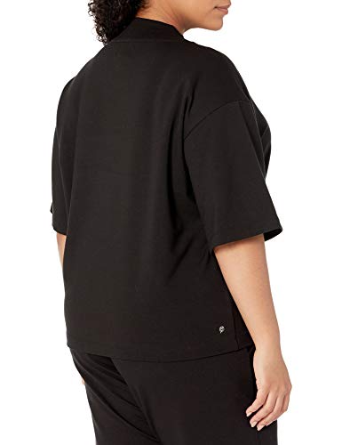 The Drop Women's Adeline Loose Short Sleeve Mockneck Drop Shoulder T-Shirt, Praline, XXS