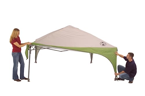 Coleman Canopy Sun Shelter Sets Up in 3 Mins, Mesh Quad Camping Chair with Cup Holder, Carry Bag; UPF 50+ Protection