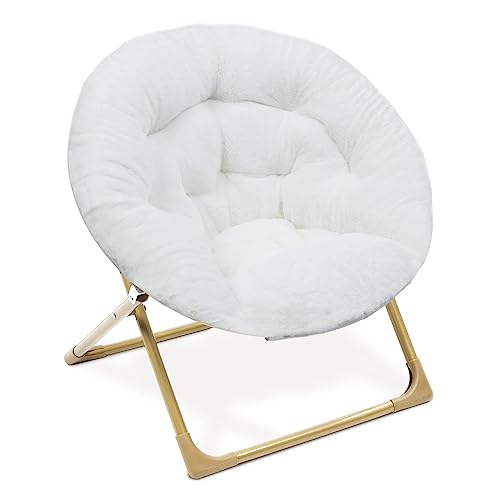 Milliard Mini Cozy Chair for Kids, Sensory Faux Fur Folding Saucer Chair for Toddlers, Black