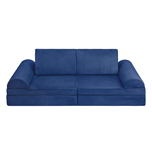 Betterhood Play Couch Sofa for Kids Large Size, Modular Kids Play Couch, Kids Couch Building Fort for Playroom Bedroom, Children Convertible Foam Cushion Couch for Boys and Girls, Blue