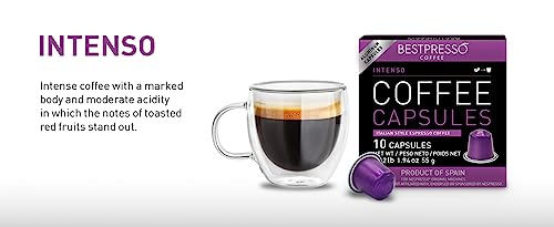 Bestpresso Coffee for Nespresso Original Machine 120 Aluminum pods Certified Genuine Espresso Verona Blend (High Intensity) Pods Compatible with Nespresso Original 60 Days Satisfaction Guarantee