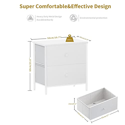 BOLUO Black Nightstand 2 Drawer Dresser for Bedroom,Small Night Stand End Table with Fabric Drawers Modern