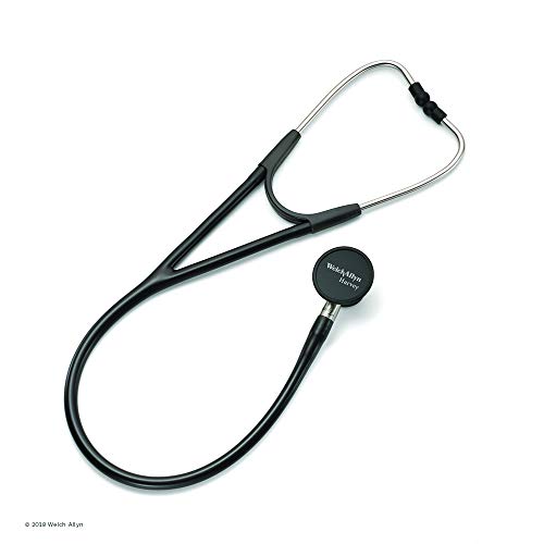Welch Allyn 5079-125 Harvey Elite Adult Cardiology Stethoscope, Black, Double-Head Chestpiece, Dual Lumen Tubing, 28"