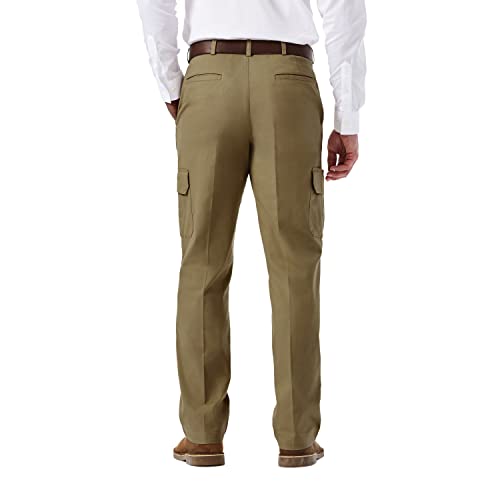 Haggar mens Comfort Stretch Flat Front Cargo -Â Reg. and Bt Casual Pants, Putty, 44W x 32L US
