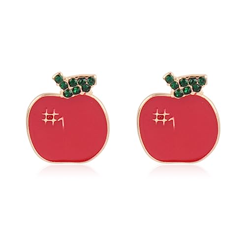 Fruit Charm Cute Earrings - Pineapple Tropical Cubic Rhinestone Cherry Dangle, Orange Delicate Studs (Stud Fruit Earrings - Kiwi Green)