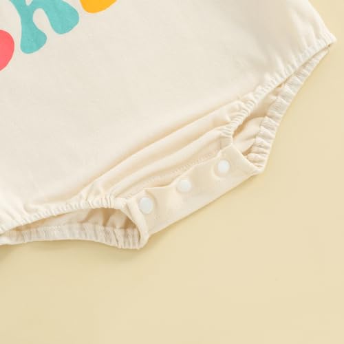 Kayotuas Baby First Birthday Outfit Boy Girl Cute Birthday Bubble Romper Colorblock Letter T Shirt Onesie Cake Smash Clothes (Birthday Babe Apricot, 6-12 Months)