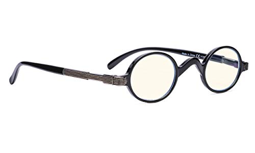 BLUELESS Vintage Round Blue Light Blocker Filtering Readers Small Lens (Red, +4.00)