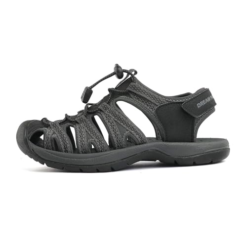 DREAM PAIRS Womens Closed Toe Hiking Summer Outdoor Sport Athletic Sandals,Size 10,Black/Dark/Grey,160912-women sandals