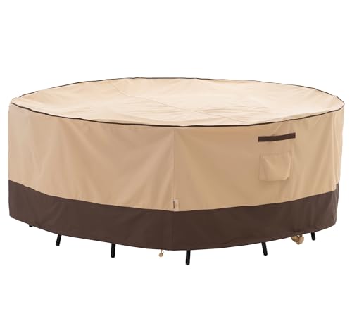 F&J Outdoors Furniture Covers Waterproof UV Resistant Medium-Small Outdoor Furniture Set Cover Round Dining Table Cover, 72" Dia x 27.5" H