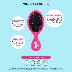 Wet Brush Detangling Brush, Mini Detangler Brush (Sky) - Wet & Dry Tangle-Free Hair Brush for Women & Men - No Tangle Soft & Flexible Bristles for Straight, Curly, & Thick Hair