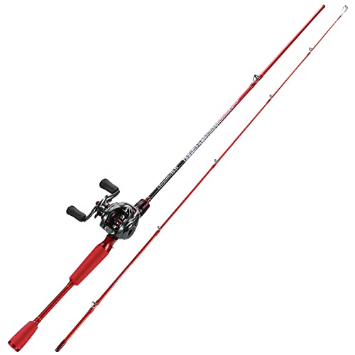 Sougayilang Baitcasting Rod and Reel Combos,Two Pieces Light Weight Pole with High Speed Smooth Powerful Gear Casting Rod Avaliable for Freshwater Saltwater