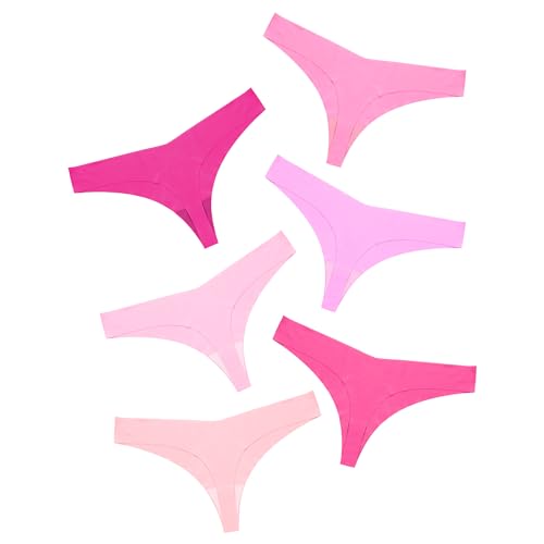 DEANGELMON Seamless Thongs for Women No Show Thong Underwear Invisible Breathable Sexy T-back Panties Pack (4P16,S)