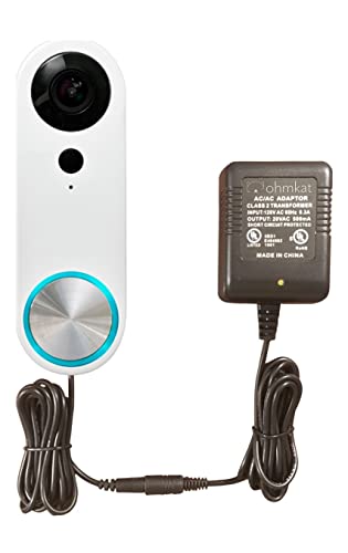 OhmKat Video Doorbell Power Supply - Compatible with SimpliSafe Pro Smart Wi-Fi Video Doorbell - No Existing Wiring Required - Transformer, Adapter, Power Kit & Supply All in One (Black)