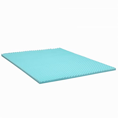 Beautyrest Cool Wave Convoluted Pressure-Relieving Memory Foam Mattress Topper, Twin, 2-Inch, Blue