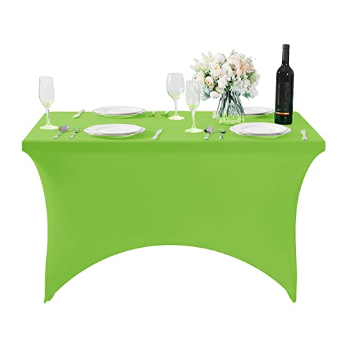 Hezuzo Spandex Table Cover for 6Ft Table Universal Fitted Stretch Tablecloth for Party, Banquet, Wedding and Events-Ivory