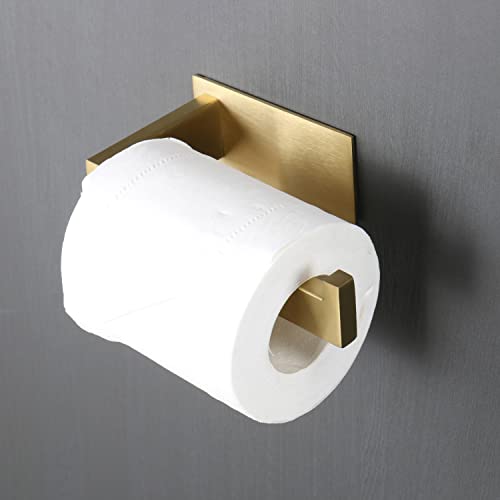 Vanloory Toilet Paper Holder, Self Adhesive Tissue Holder Stainless Steel Rustproof Paper Roll Holder, No Drilling Easy to Install, Toilet Paper Rack Suitable for Office, Bathroom (Brushed Gold)
