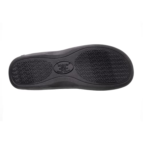 isotoner Men's Classic Microterry Slippers, Fuax Microsuede Black, 8-9