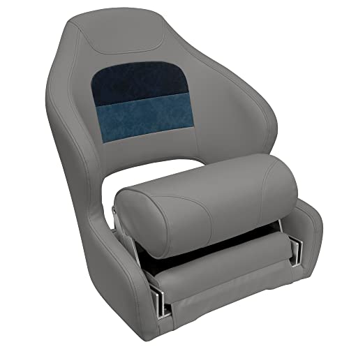 Wise 8WD3315-1011 Deluxe Pontoon Series Bucket Seat with Bolster, Grey/Navy/Blue