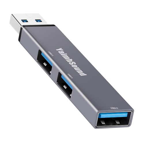 USB to USB Adapter,USB A to USB A, 3-Port USB 3.0,2.0 Splitter USB Extention,Mini USB Hub for Laptop,PC,All-in-One, Keyborad,Mouse,Flash Drive,SSD,Portable in Grey,Aluminum,YaimhSound