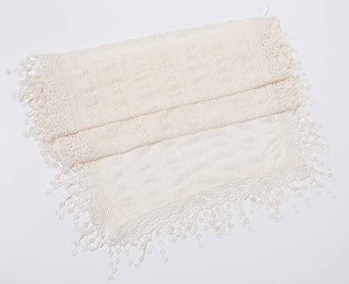 Cindy and Wendy Lightweight Soft Leaf Lace Fringes Scarf shawl for Women (TYH-BLACK)