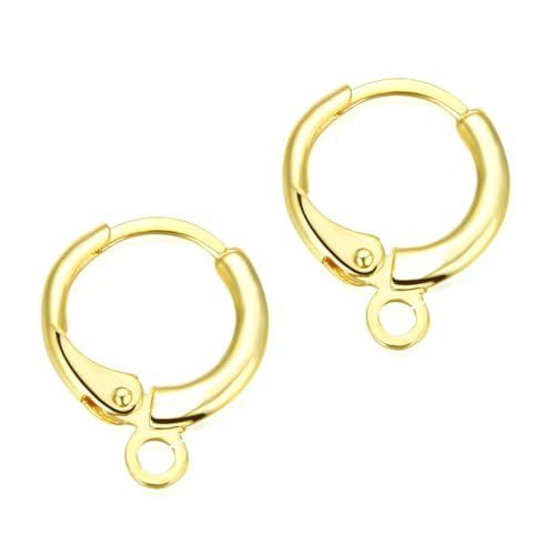 20pcs Adabele Hypoallergenic Dangle Tarnish Resistant 14mm Round Hoop Huggie Earring Hooks Open Ring Ear Wire 18K Yellow Gold Plated Brass for DIY Earrings Jewelry Making BF263-1