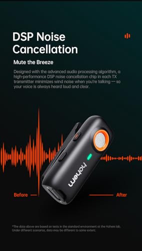 hohem MIC-01 Wireless Lavalier Lapel Microphone for iPhone iPad, MFi Certified, Remote Contro,100m(328ft),7.5-Hour Recording Plug-Play Microphone for Record Vlogs, Live Stream(1 TX + 1 RX)