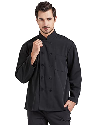 Nanxson Unisex Chef Coat Kitchen Short/Long Sleeve Chef Jacket for Men and Women CFM0001 LongBlackS