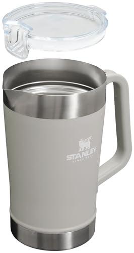 Stanley Stay-Chill Pitcher 64 oz | Cold Water, Beer, and Drink Pitcher with Lid | Large Capacity Durable Beverage Container with Handle | Insulated Stainless Steel | BPA-Free | Charcoal Glow