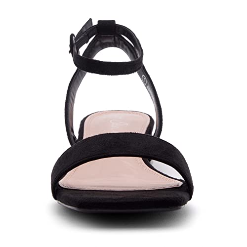 Shoe Land Womens SL-Melinda Low Heels Open Toe Dress Heeled Sandals Ankle Strap Classic Short Chunky Block Heel Sandal for Daily Work Wedding Party, FuchsiaFuchsia, Size 6.0