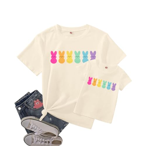 Easter Mama Bunny Baby Bunny Shirt Easter Bunny Peeps Shirt for Women Kids Family Matching Easter Day Shirts White