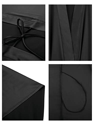 SIORO Women's Satin Kimono Robes 3/4 Sleeves Silk Bathrobes for Wedding Getting Ready Loungewear S-XXL