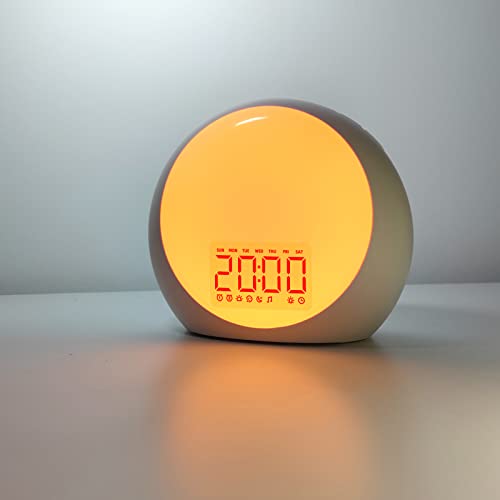 Sunrise Alarm Clock Wake Up Light Brown Noise Machine 29 Alarm Tones with Sunrise Sunset Simulation for Heavy Sleepers Kids Bedroom Dual Alarms Snooze Sound White Noise Machine with 25 Sleeping Sounds