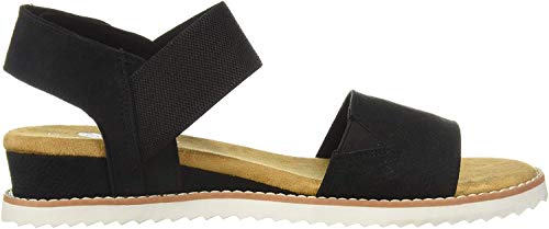 Skechers BOBS Women's Desert Kiss-Stretch Quarter Strap Sandal Flat, Taupe, 9 M US