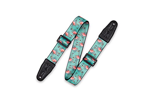 Levy's Leathers 2" Wide Polyester Guitar Strap with Genuine Leather Ends; Black and White Skulls Motif (MPD2-048)