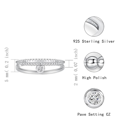 MANBU Sterling Silver Birthstone Ring for Women - Colorful Stackable Promise Ring Birthday Anniversary Christmas Jewelry Gifts for Her Mom Wife (October, 7)