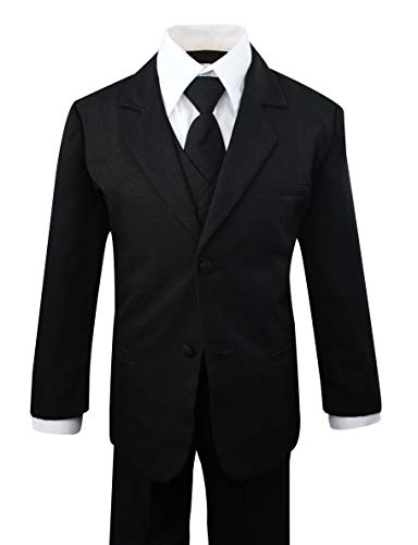 Luca Gabriel Toddler Boys' 5 Piece Classic Fit No Tail Formal White Dress Suit Set with Tie and Vest - Size 6
