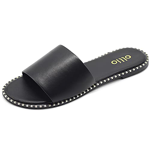Ollio Women's Shoes Simple Comfort Slide Sandals S130 (6 B(M) US, Black)