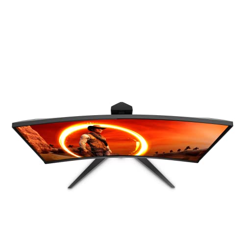 AOC CU34G3S 34" Frameless Curved Ultrawide Gaming Monitor, WQHD 3440 x1440, 165Hz 1ms, FreeSync Premium, Height Adjustable, 3-Year Zero-Bright-dot, Black