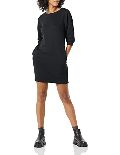 Amazon Essentials Women's Fleece Blouson Sleeve Crewneck Sweatshirt Dress (Available in Plus Size), Black, 5X