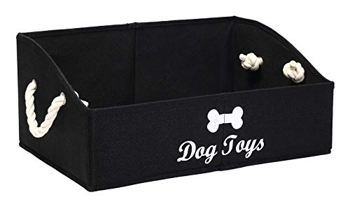 Morezi Large dog toy bin puppy shallow toy baskets dog toy storage perfect for living room playroom closet home organization - Black