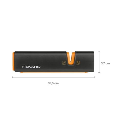 Fiskars XSharp Axe and Knife Sharpener, Ceramic sharpening stone/Fiberglass reinforced plastic case, Black/Orange, 1000601