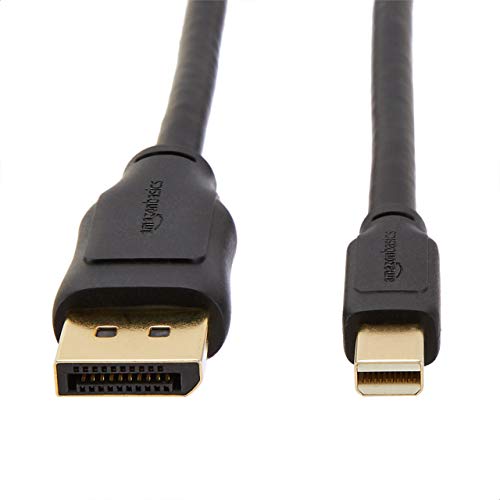 Amazon Basics Mini DisplayPort to DisplayPort Display Cable, 4Kx2K, Gold-Plated Plugs, 6 Foot, Black