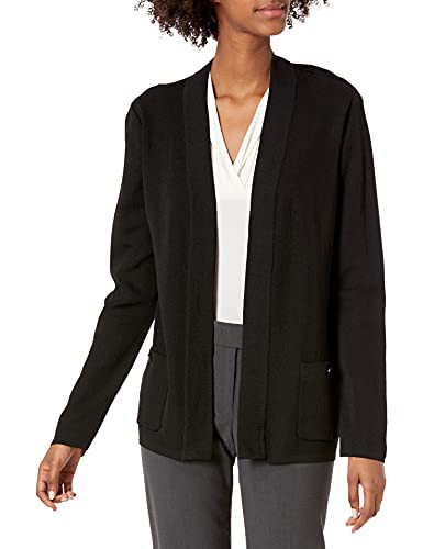 Anne Klein Women's 2 Pocket Malibu Cardigan, Black, X-Small