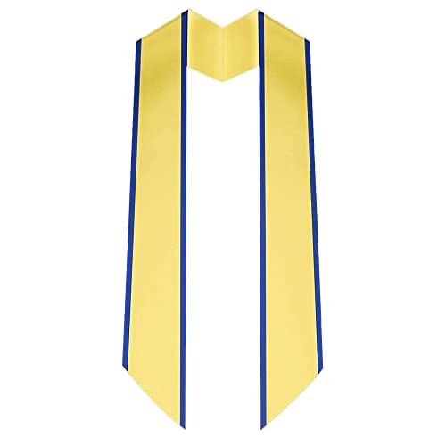 GraduationRoyal 72" Long Graduation Honor Stole Angled End With Trim Unisex Adult (Gold&Royal Blue)
