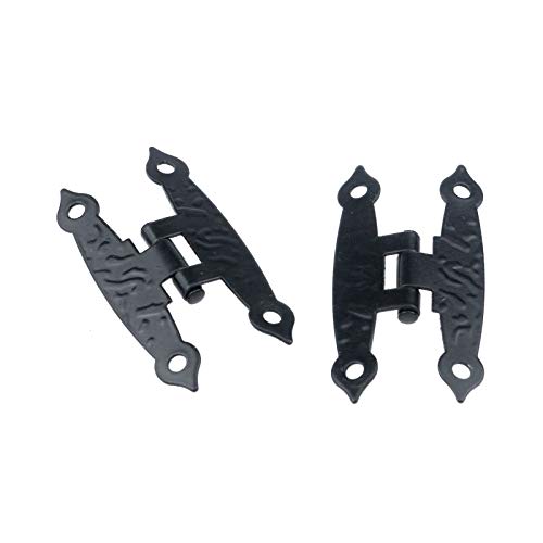 Semetall 20 Pcs Small Vintage Hinges with Mounting Screws,H Shape Hinge for Cabinet and Vintage Jewelry Chest(65mmx35mm,Black)
